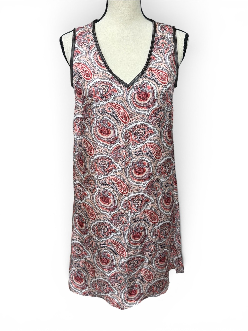 Massimo Dutti 100% Silk Paisley Shift Dress Sleeveless EU 36 US 4